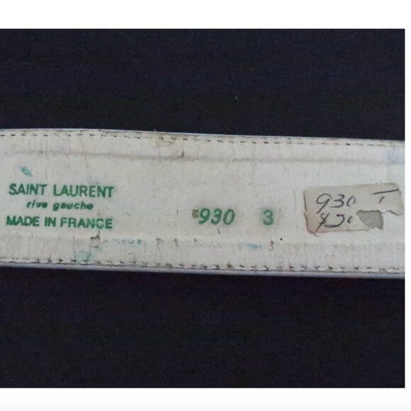 vtg SAINT LAURENT Rive Gauche white leather belt XS S - Picture 8 of 9